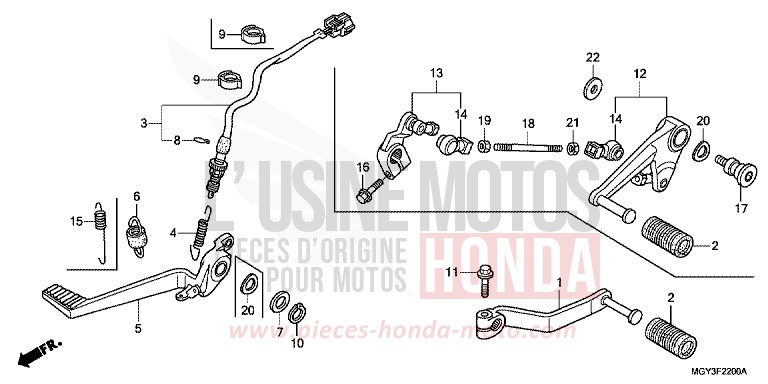 PEDALE de VFR800X "Crossrunner" MAT BULLET SILVER (NH389) 2012